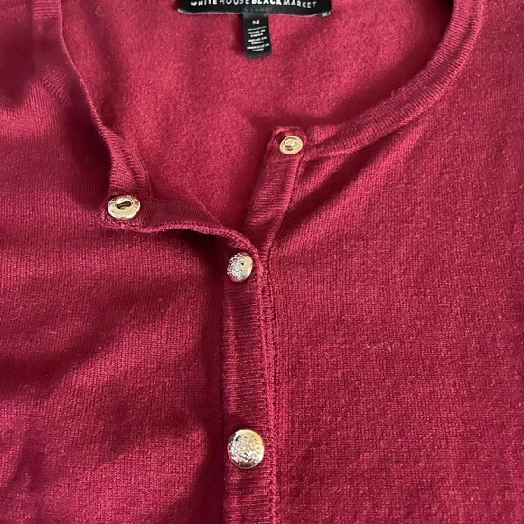 White House Black Market Garnet Color Cardigan-Size Medium - Picture 3 of 3